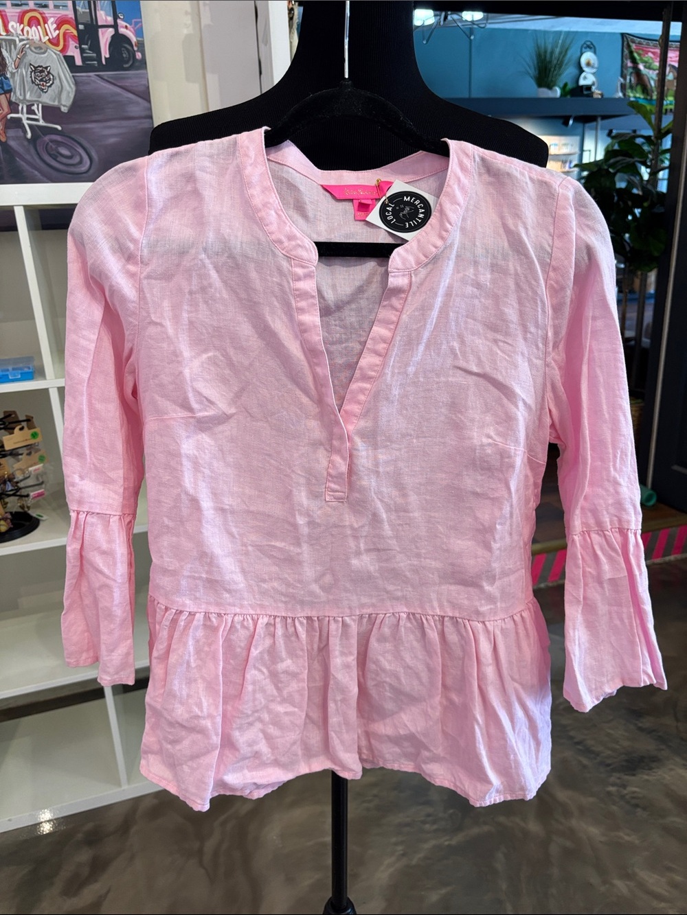 Lilly Pulitzer Light Pink Peplum Tunic Blouse